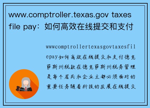 www.comptroller.texas.gov taxes file pay：如何高效在线提交和支付德克萨斯州税款